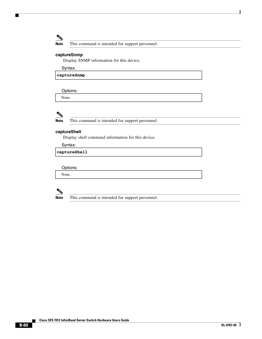 Cisco Systems SFS 7012 manual CaptureSnmp, CaptureShell 