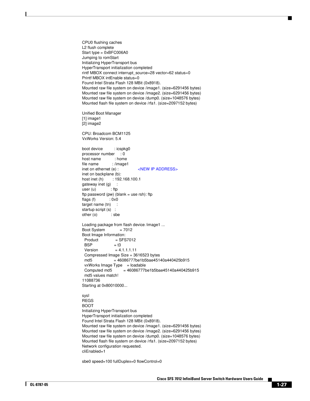 Cisco Systems SFS 7012 manual NEW IP Address 