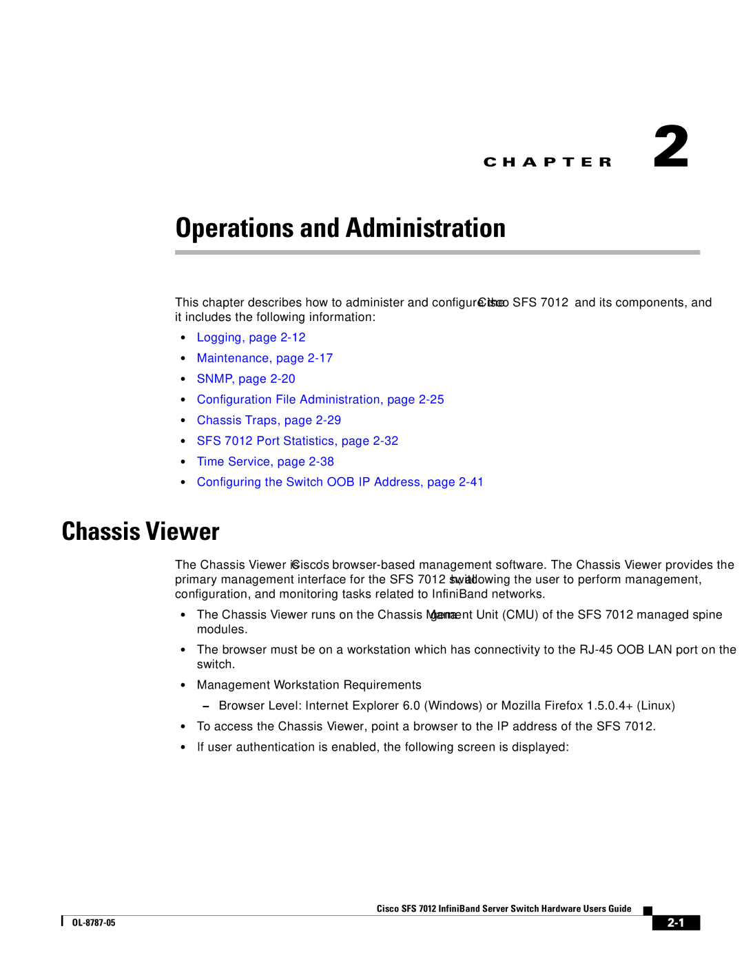 Cisco Systems SFS 7012 manual Operations and Administration 