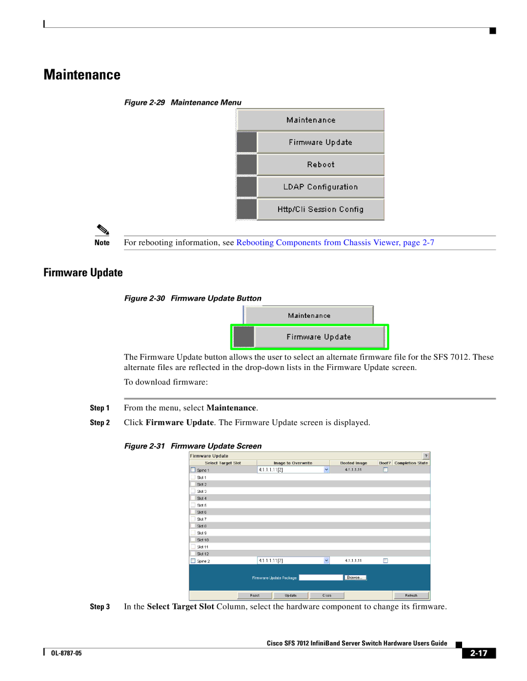 Cisco Systems SFS 7012 manual Maintenance, Firmware Update 