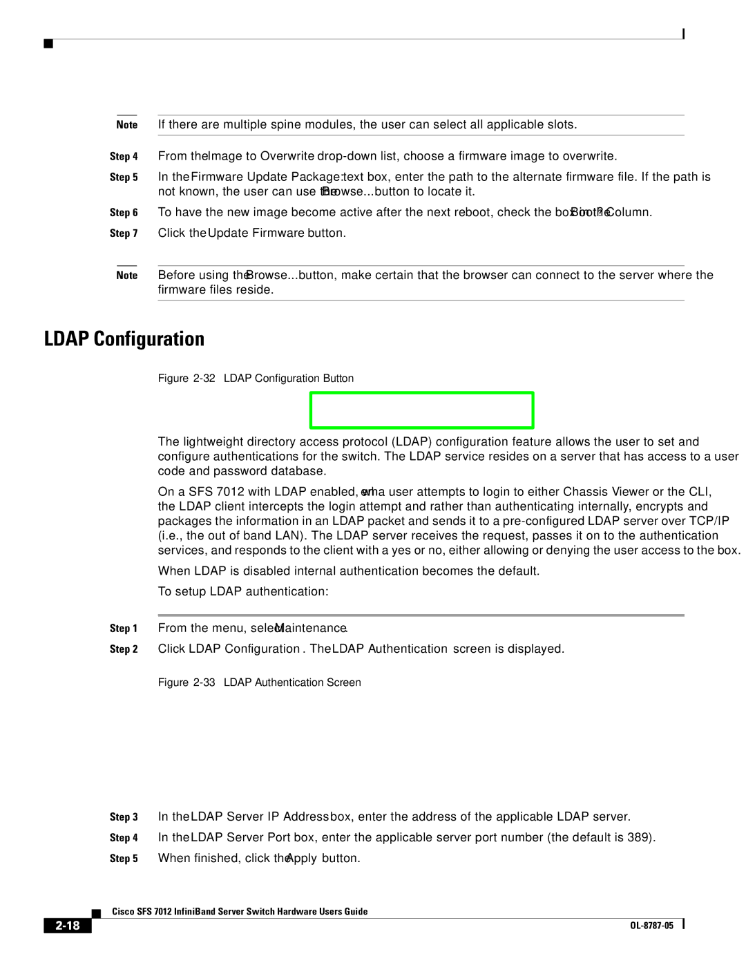 Cisco Systems SFS 7012 manual Ldap Configuration Button 