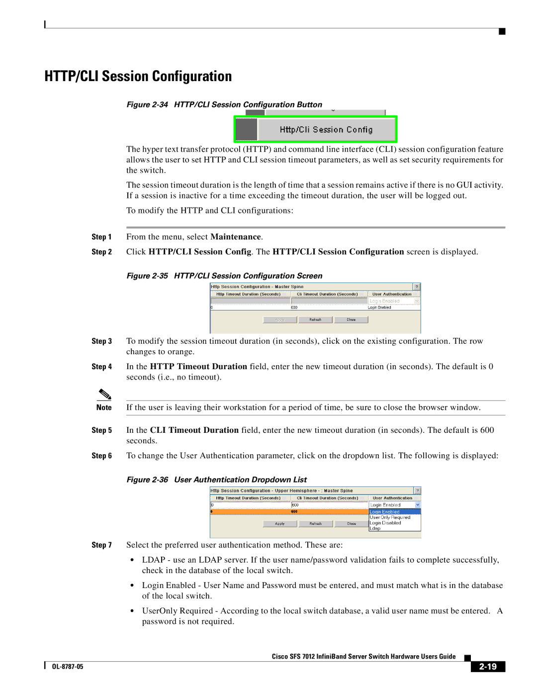 Cisco Systems SFS 7012 manual HTTP/CLI Session Configuration Button 