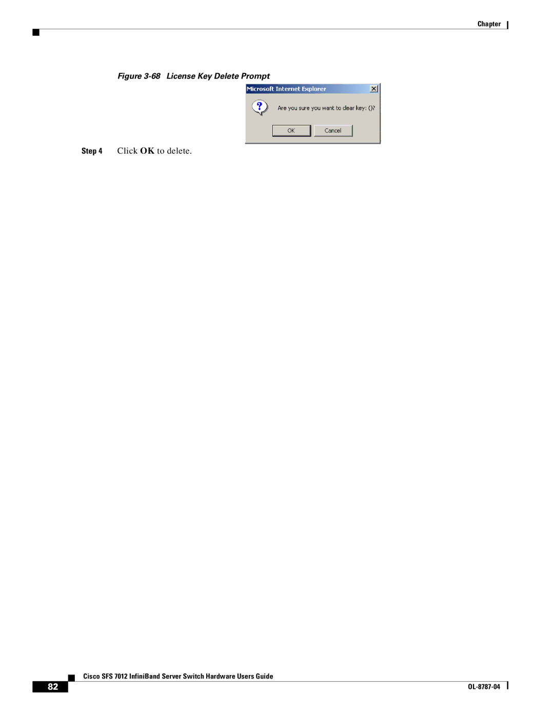 Cisco Systems SFS 7012 manual Click OK to delete 