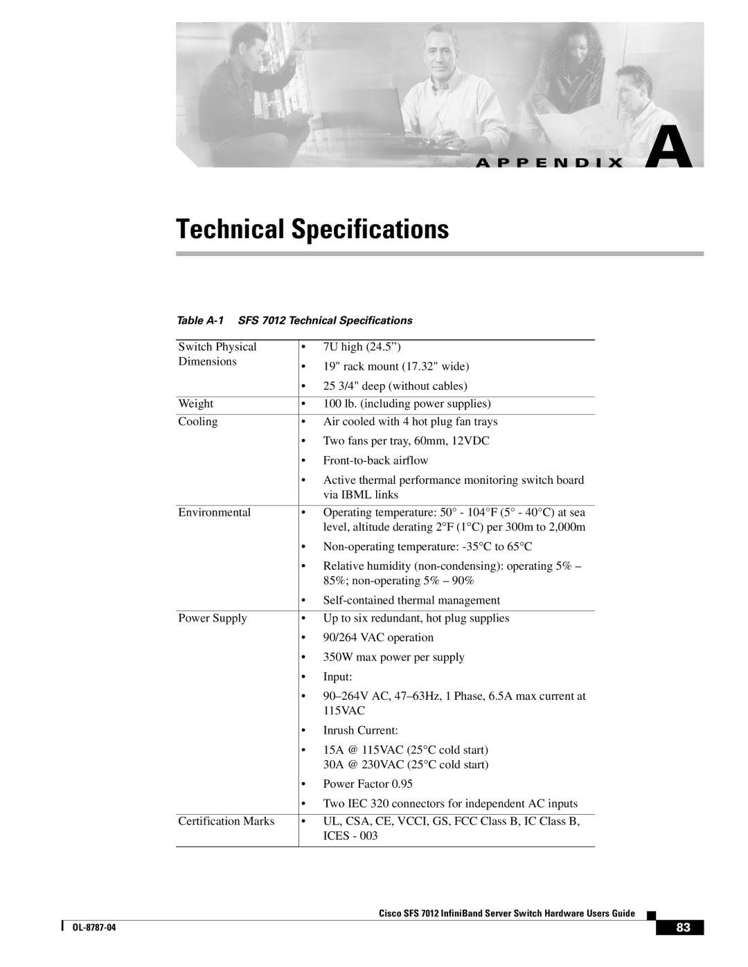 Cisco Systems SFS 7012 manual Technical Specifications 