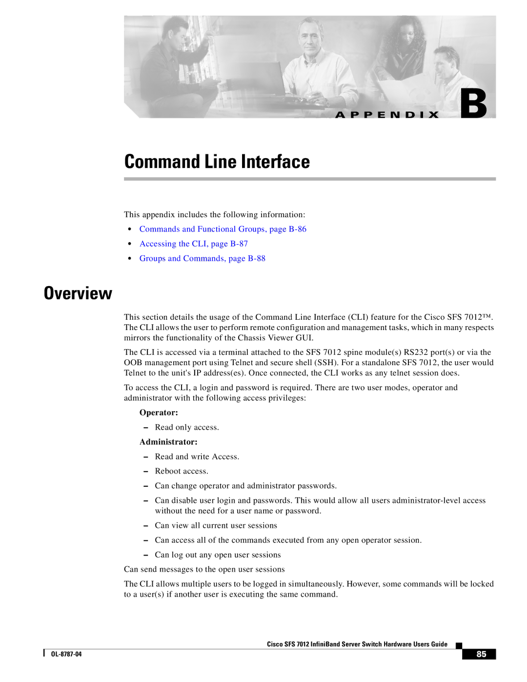 Cisco Systems SFS 7012 manual Overview, Operator, Administrator 