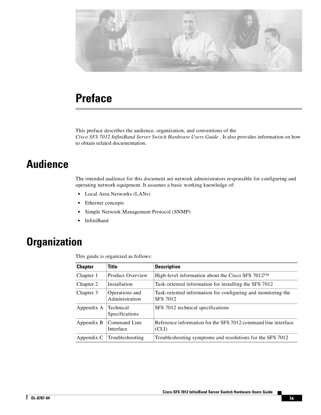 Cisco Systems SFS 7012 manual Audience, Organization 