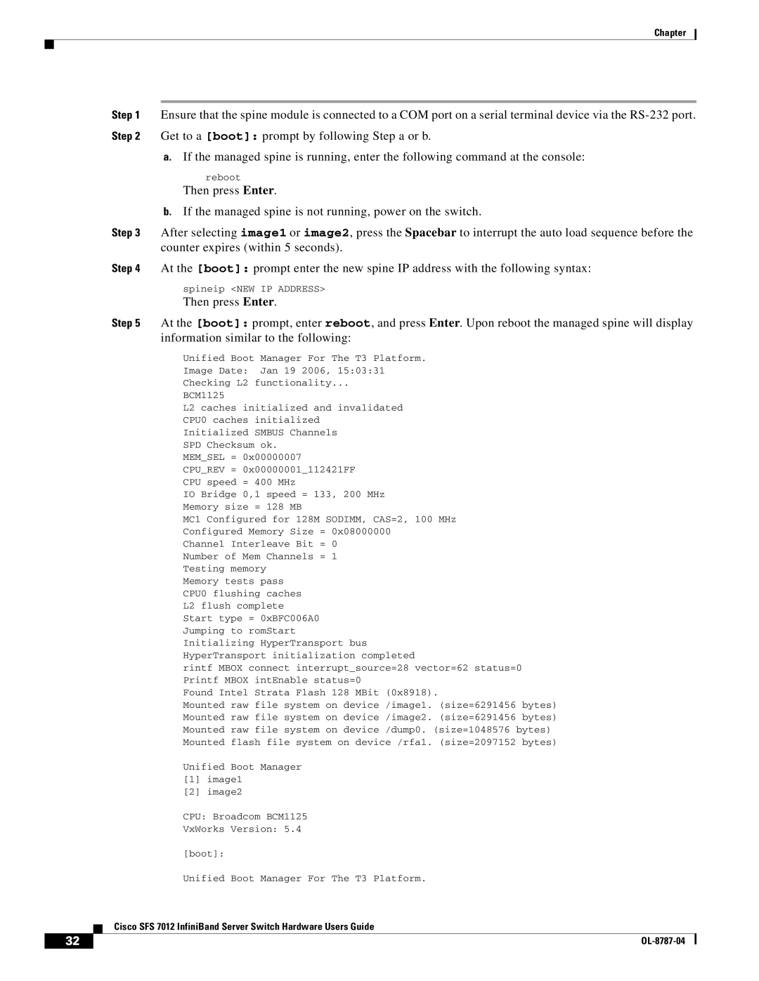 Cisco Systems SFS 7012 manual Reboot 