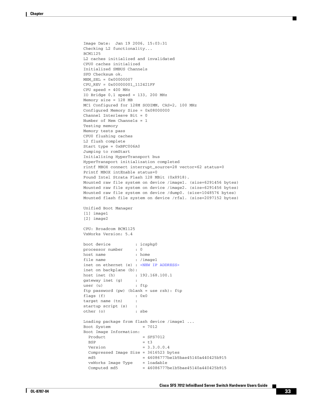 Cisco Systems SFS 7012 manual NEW IP Address 