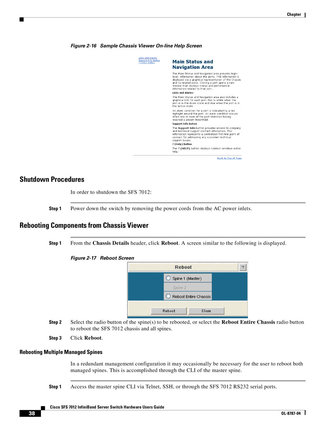 Cisco Systems SFS 7012 Shutdown Procedures, Rebooting Components from Chassis Viewer, Rebooting Multiple Managed Spines 