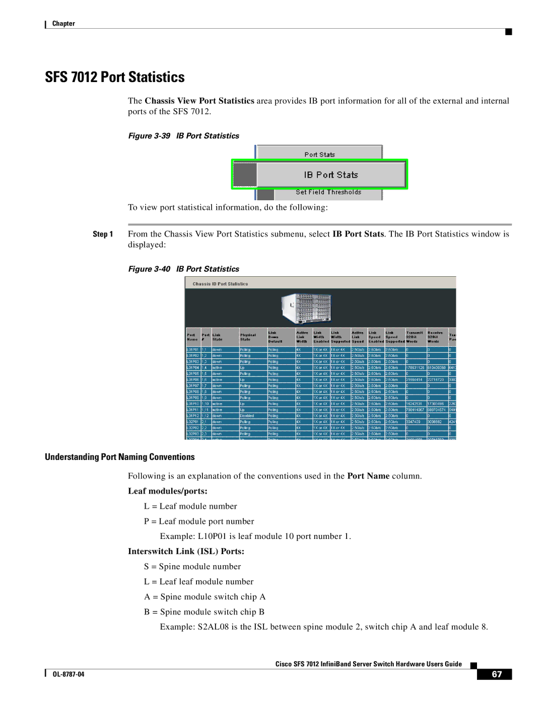 Cisco Systems manual SFS 7012 Port Statistics, Understanding Port Naming Conventions, Leaf modules/ports 