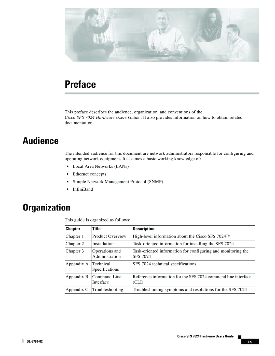 Cisco Systems SFS 7024 manual Audience, Organization 