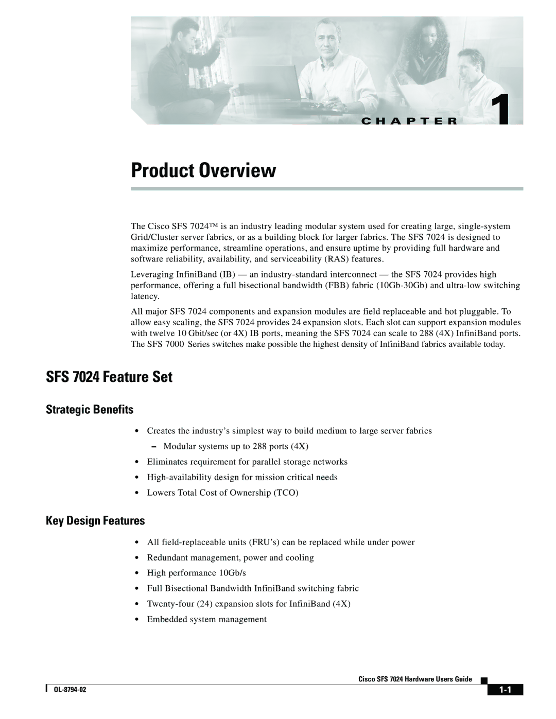 Cisco Systems manual SFS 7024 Feature Set, Strategic Benefits, Key Design Features, A P T E R 