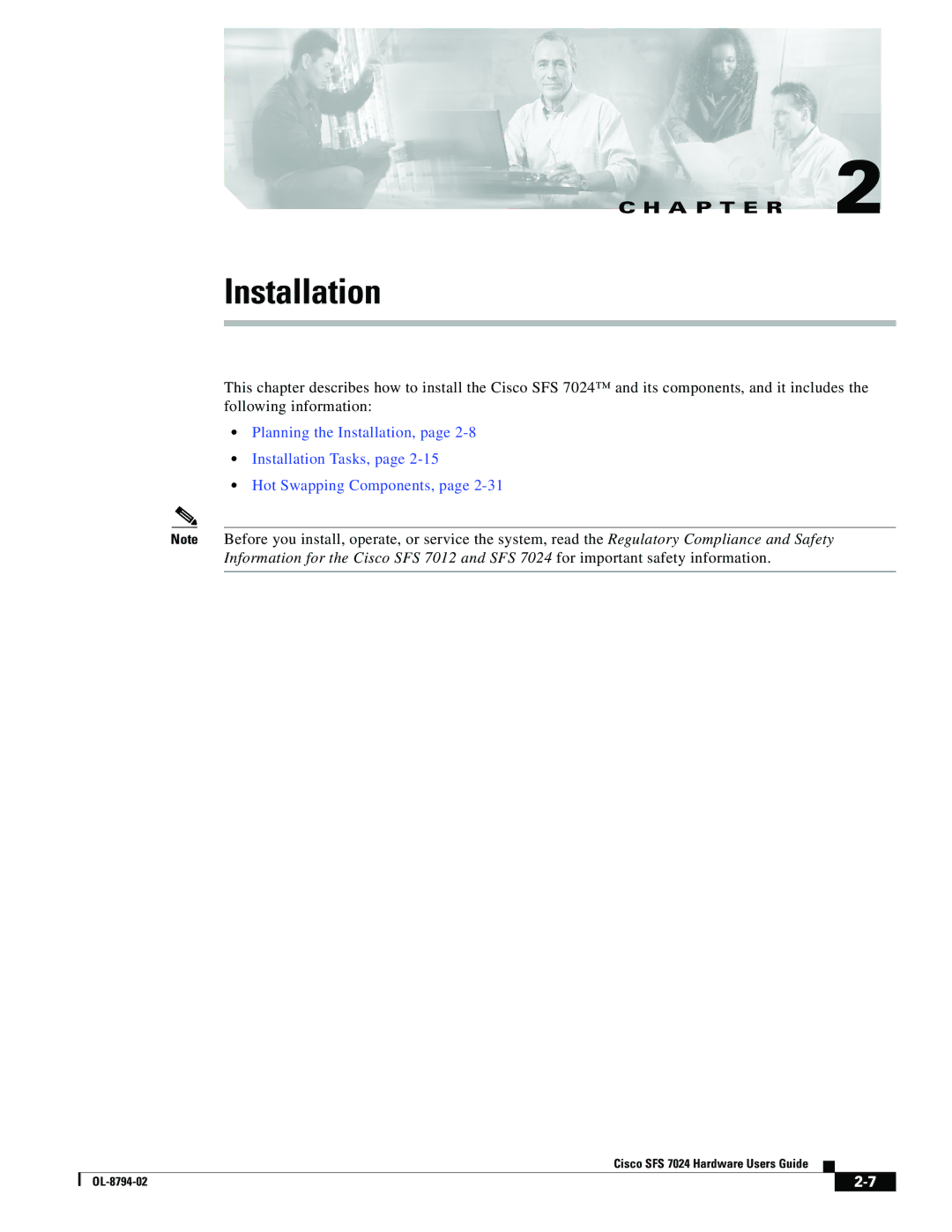 Cisco Systems SFS 7024 manual Installation 