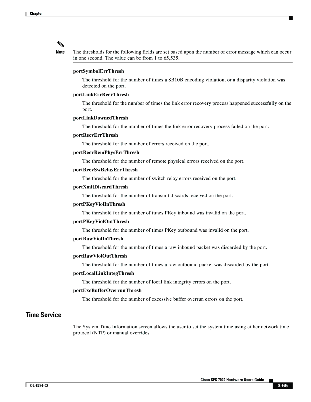 Cisco Systems SFS 7024 manual Time Service 