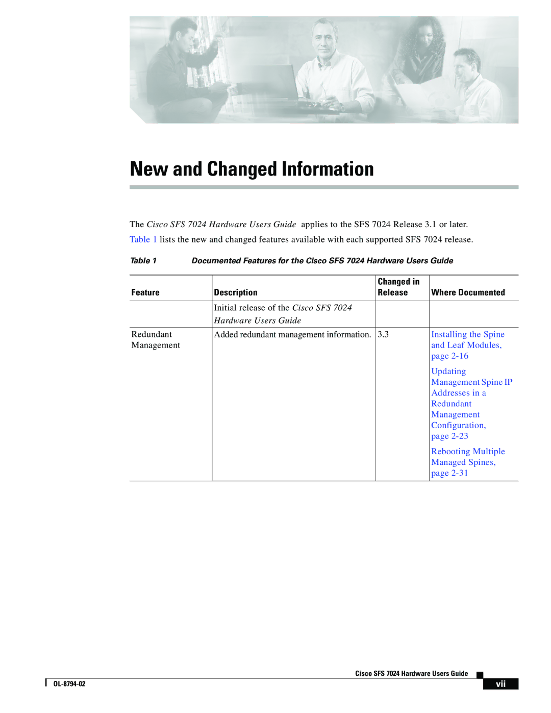 Cisco Systems SFS 7024 manual New and Changed Information 