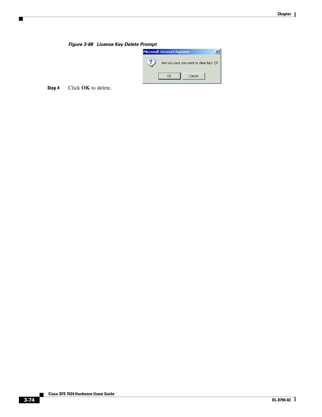 Cisco Systems SFS 7024 manual Click OK to delete 