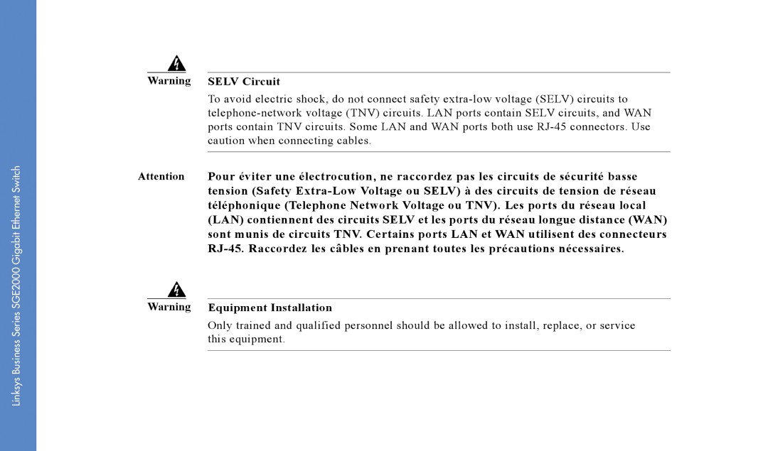 Cisco Systems SGE2000 manual Selv Circuit 