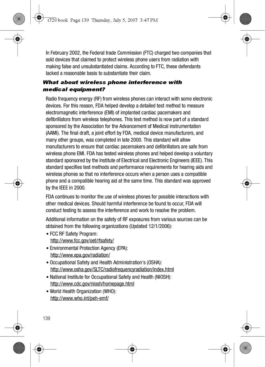 Cisco Systems SGH-Blast Series manual T729.book Page 139 Thursday, July 5, 2007 347 PM 