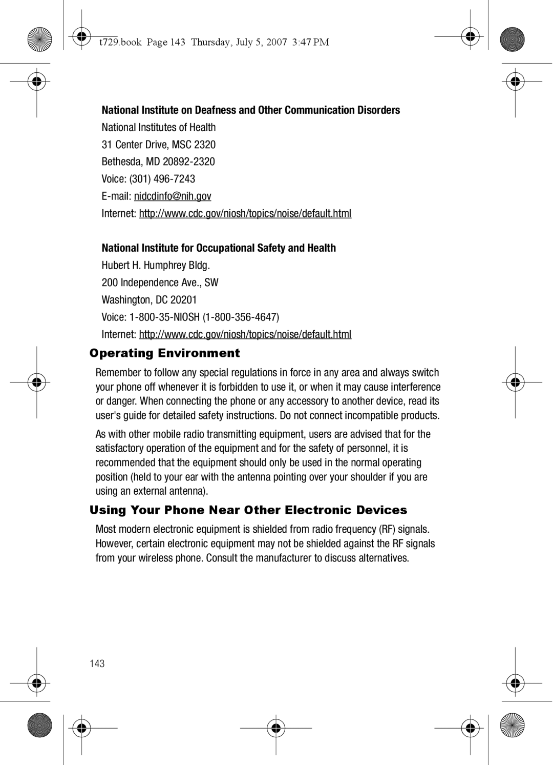 Cisco Systems SGH-Blast Series manual Operating Environment, Using Your Phone Near Other Electronic Devices 