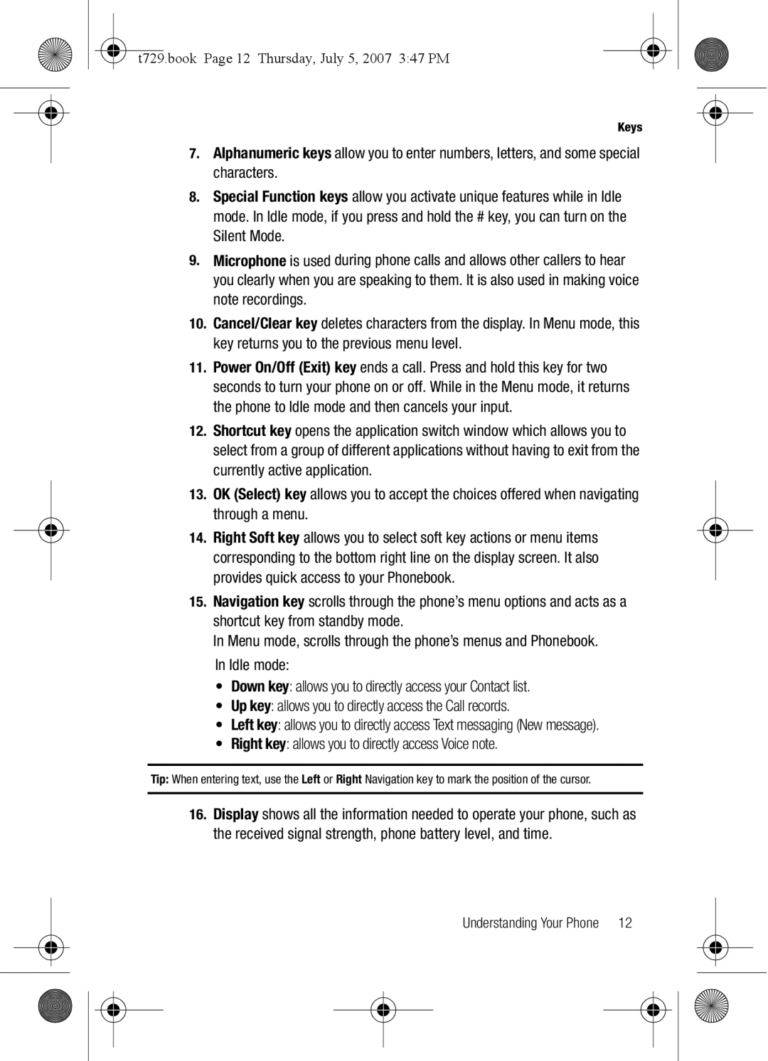 Cisco Systems SGH-Blast Series manual T729.book Page 12 Thursday, July 5, 2007 347 PM 