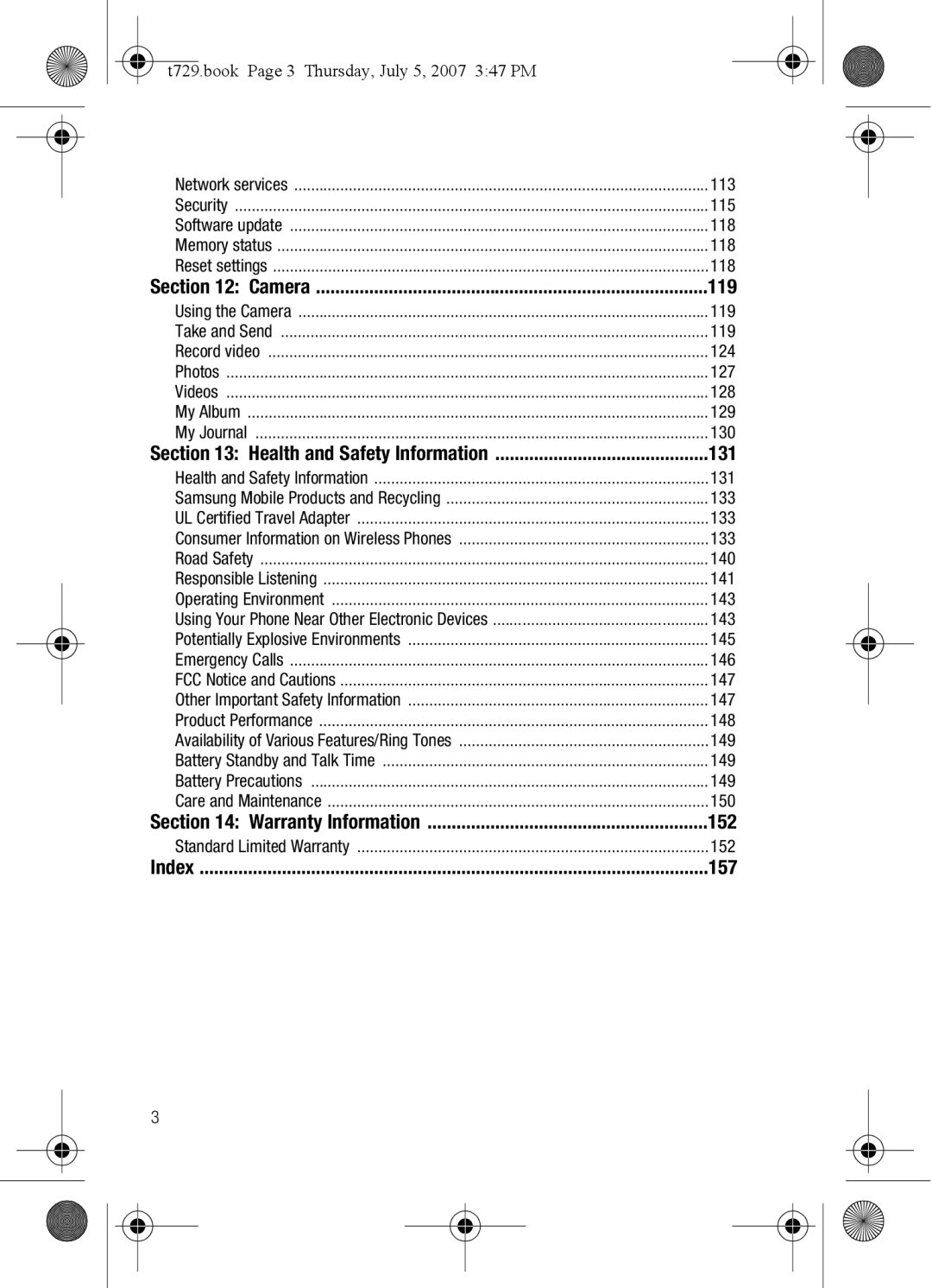 Cisco Systems SGH-Blast Series manual 119, 131, 152, 157 