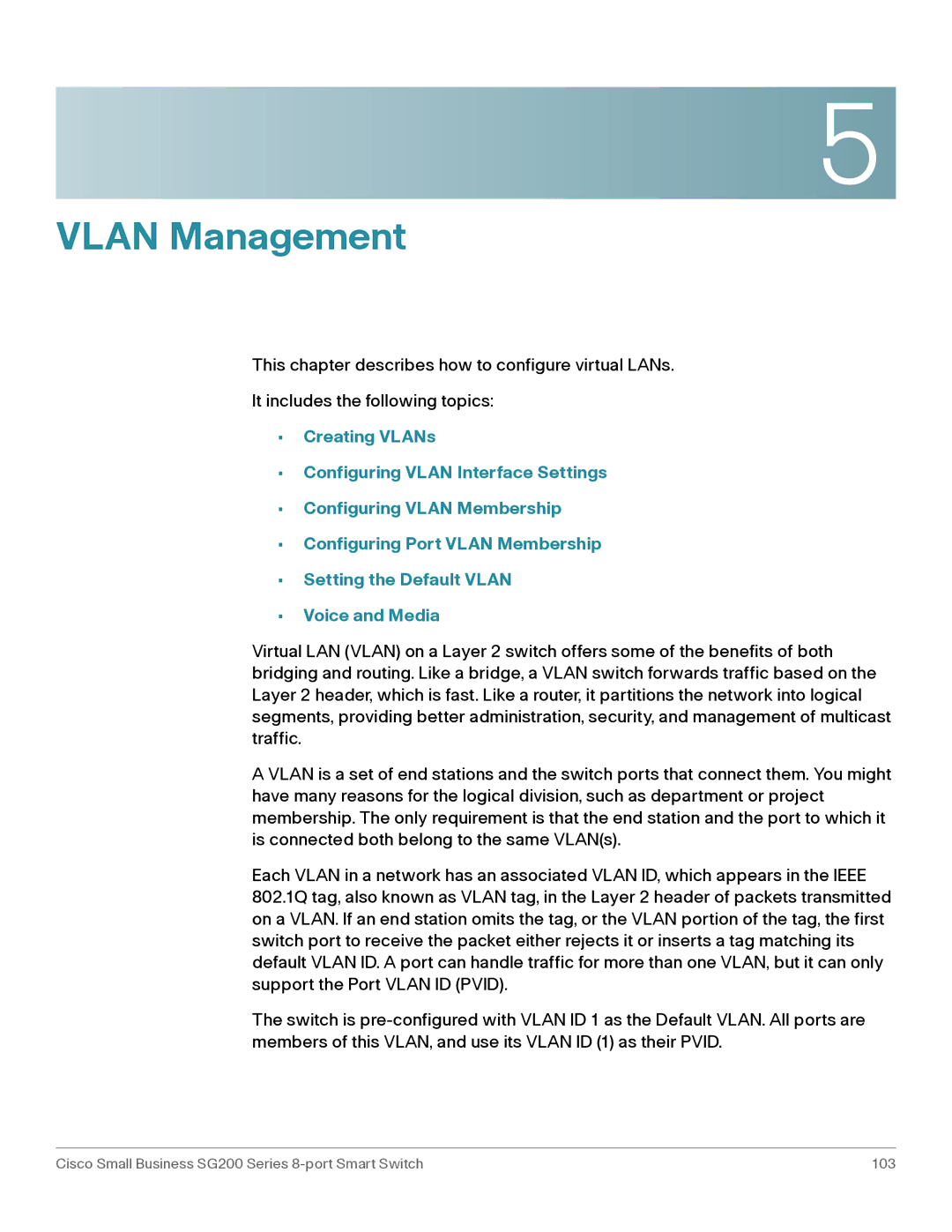 Cisco Systems SLM2008PTNA manual Vlan Management 