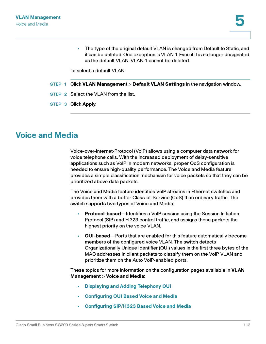 Cisco Systems SLM2008PTNA manual Management Voice and Media 