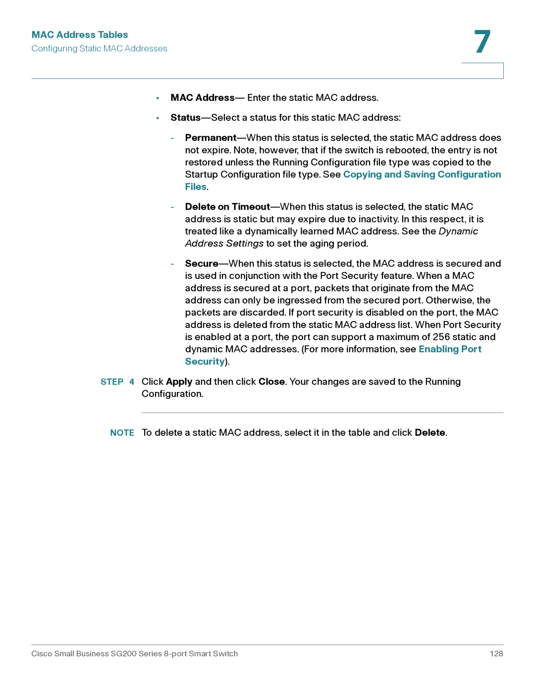 Cisco Systems SLM2008PTNA manual MAC Address Tables 