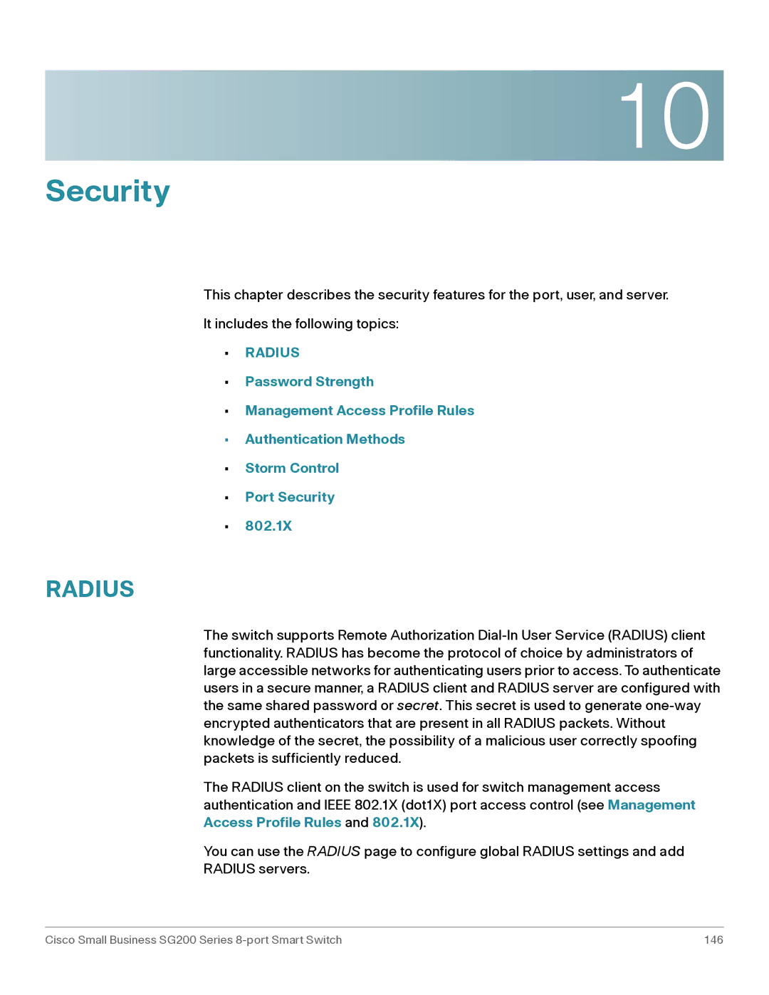 Cisco Systems SLM2008PTNA manual Security 