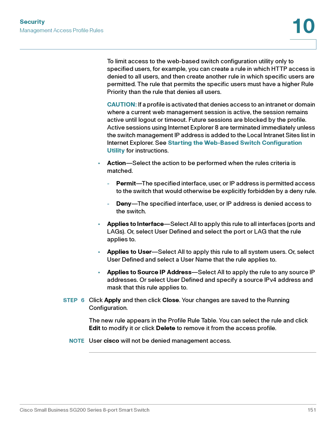 Cisco Systems SLM2008PTNA manual Cisco Small Business SG200 Series 8-port Smart Switch 151 