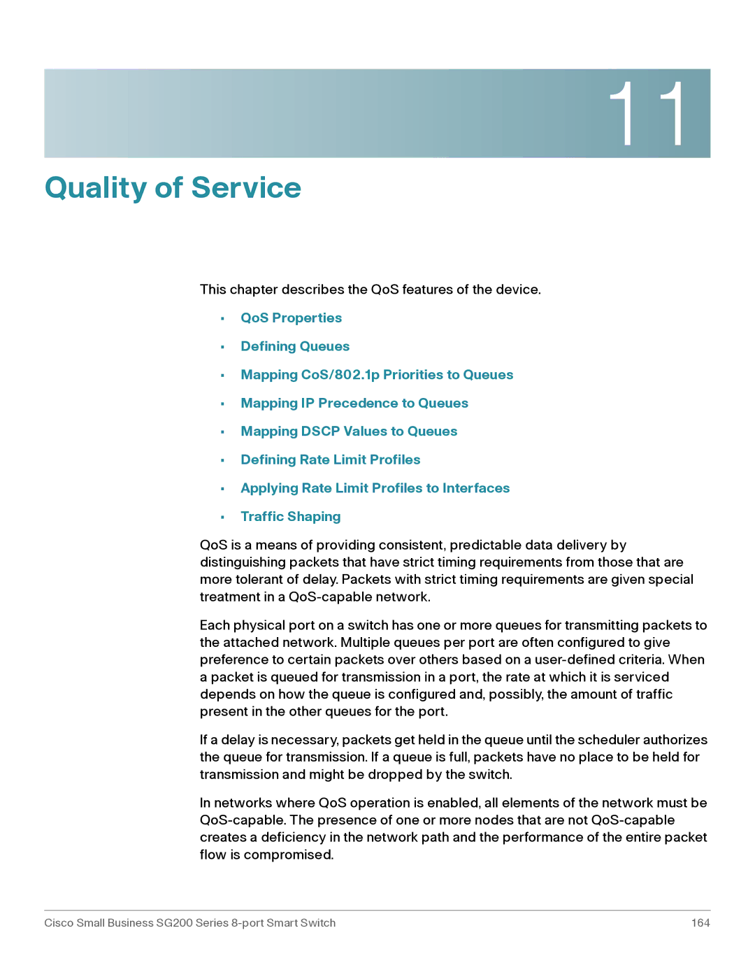 Cisco Systems SLM2008PTNA manual Quality of Service 