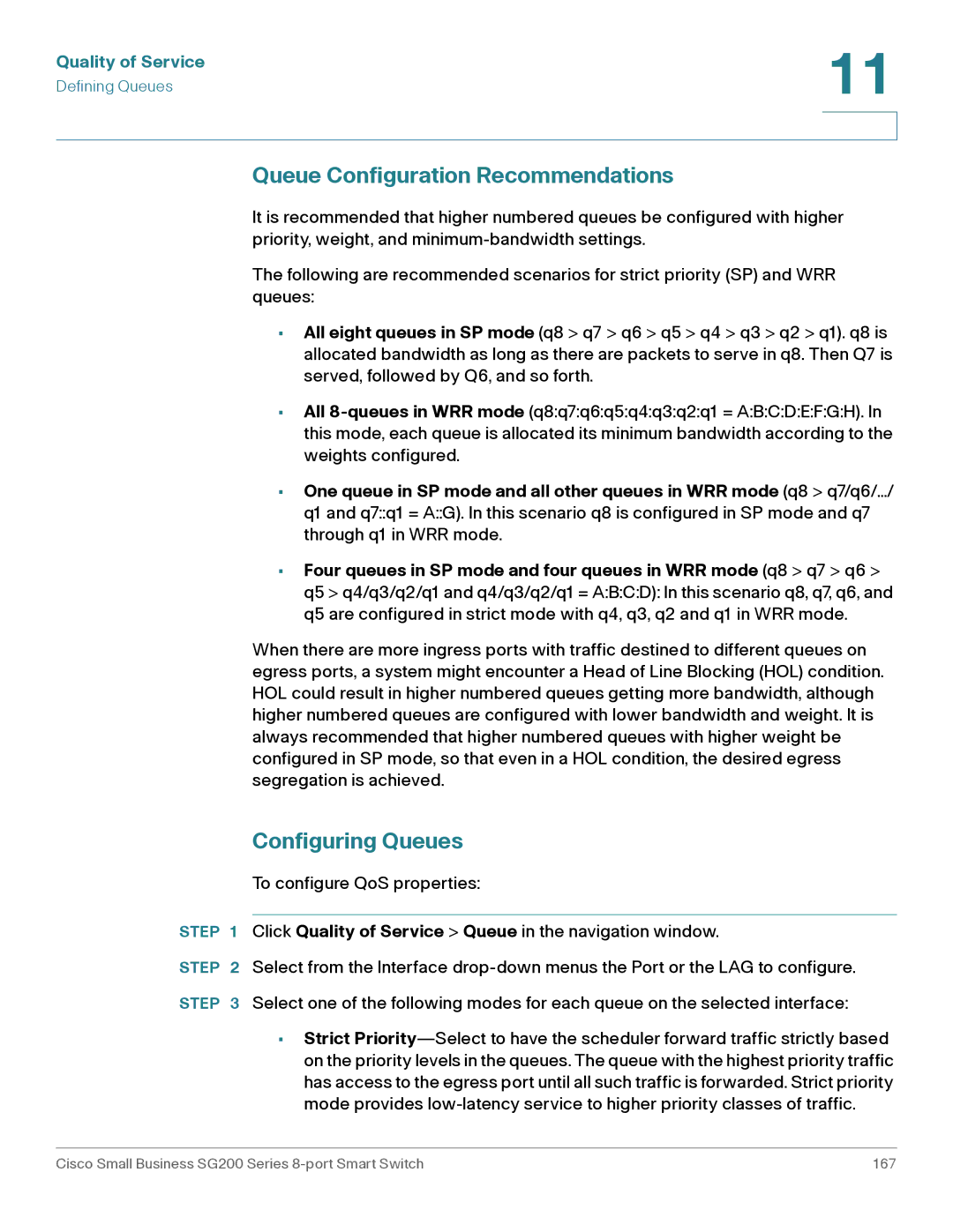 Cisco Systems SLM2008PTNA manual Queue Configuration Recommendations, Configuring Queues 