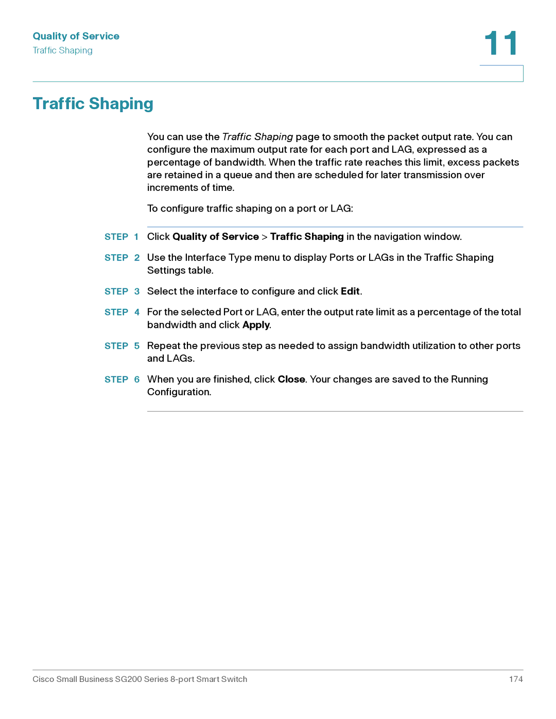 Cisco Systems SLM2008PTNA manual Traffic Shaping 