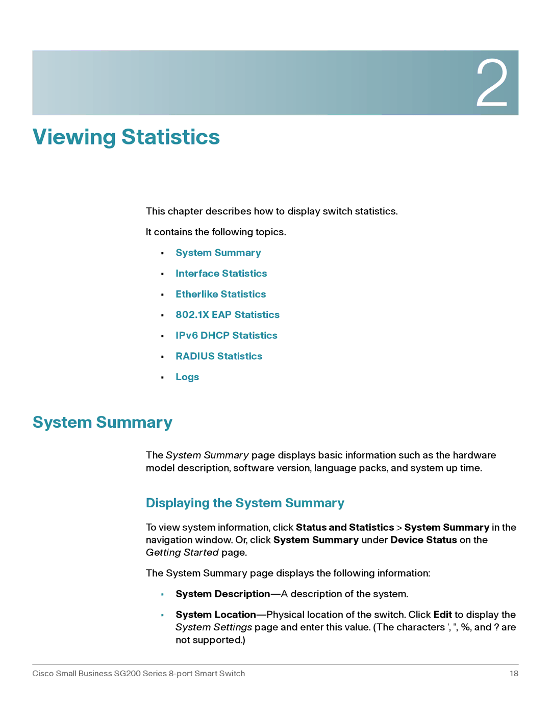 Cisco Systems SLM2008PTNA manual Displaying the System Summary 