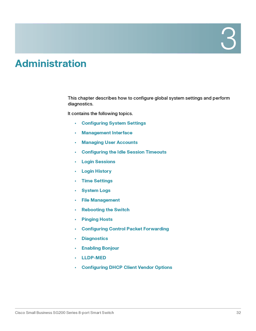 Cisco Systems SLM2008PTNA manual Administration 