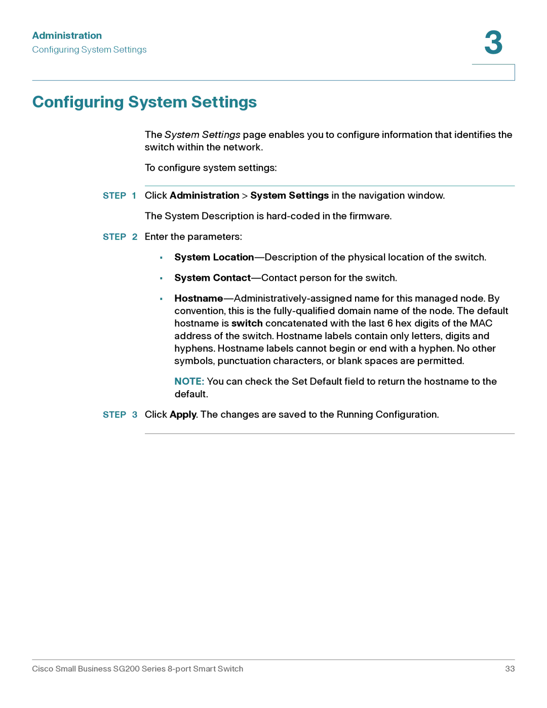 Cisco Systems SLM2008PTNA manual Configuring System Settings 