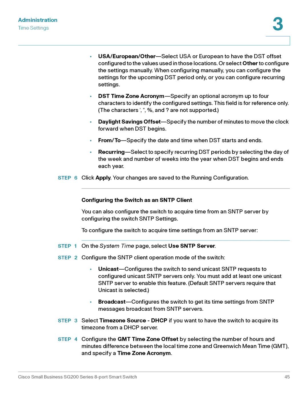 Cisco Systems SLM2008PTNA manual Configuring the Switch as an Sntp Client 