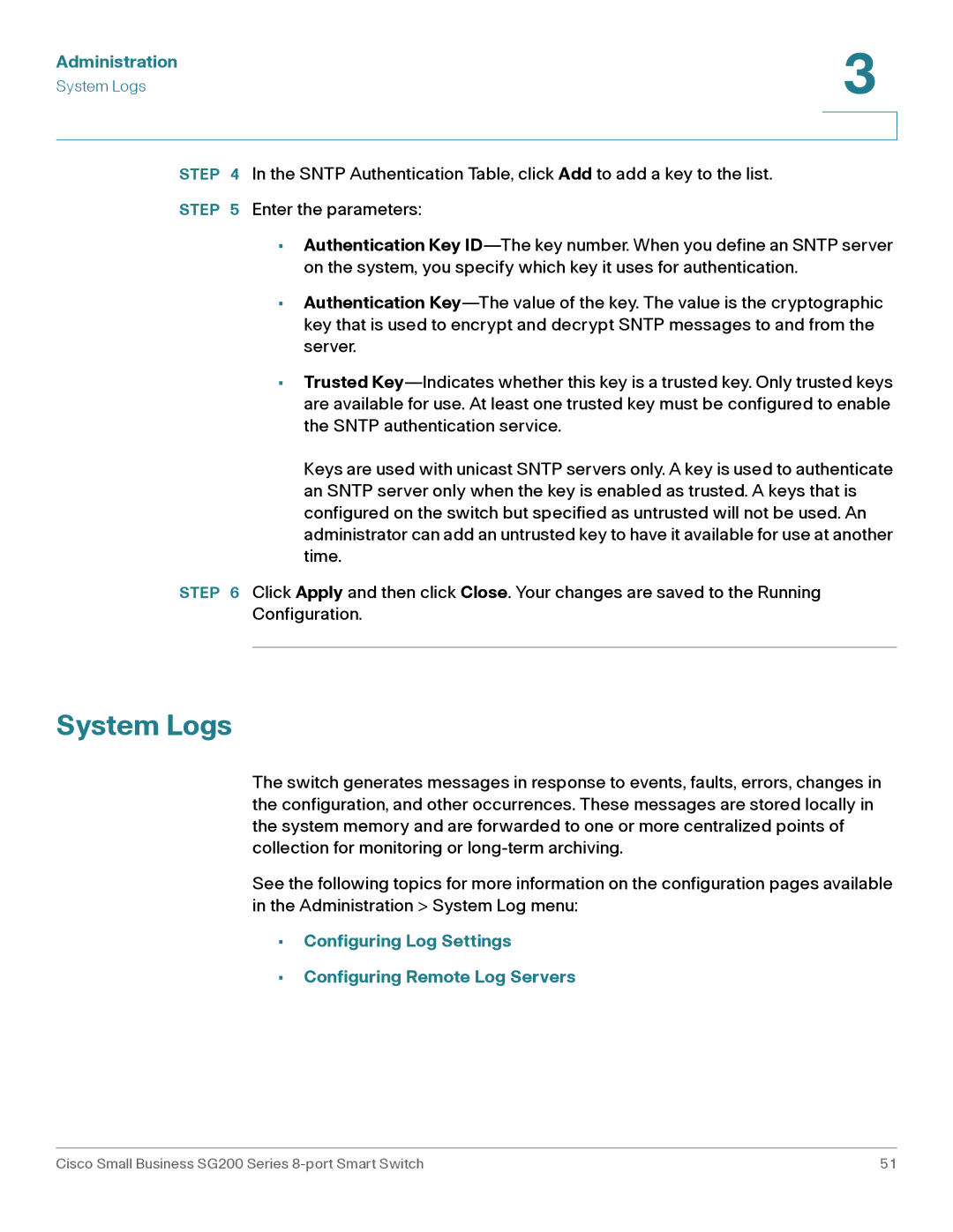 Cisco Systems SLM2008PTNA manual System Logs 