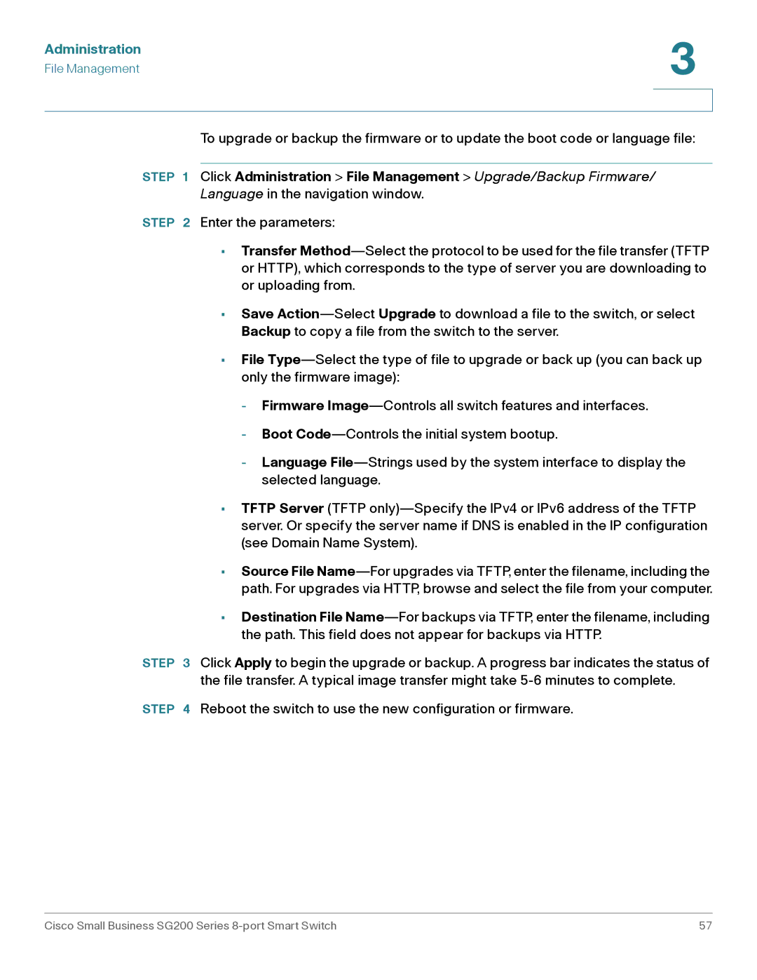 Cisco Systems SLM2008PTNA manual Click Administration File Management Upgrade/Backup Firmware 