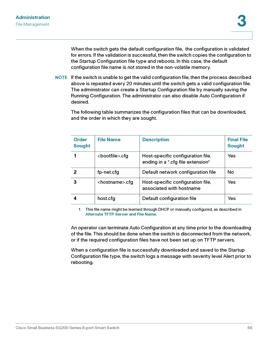 Cisco Systems SLM2008PTNA manual Order File Name Description Final File Sought 