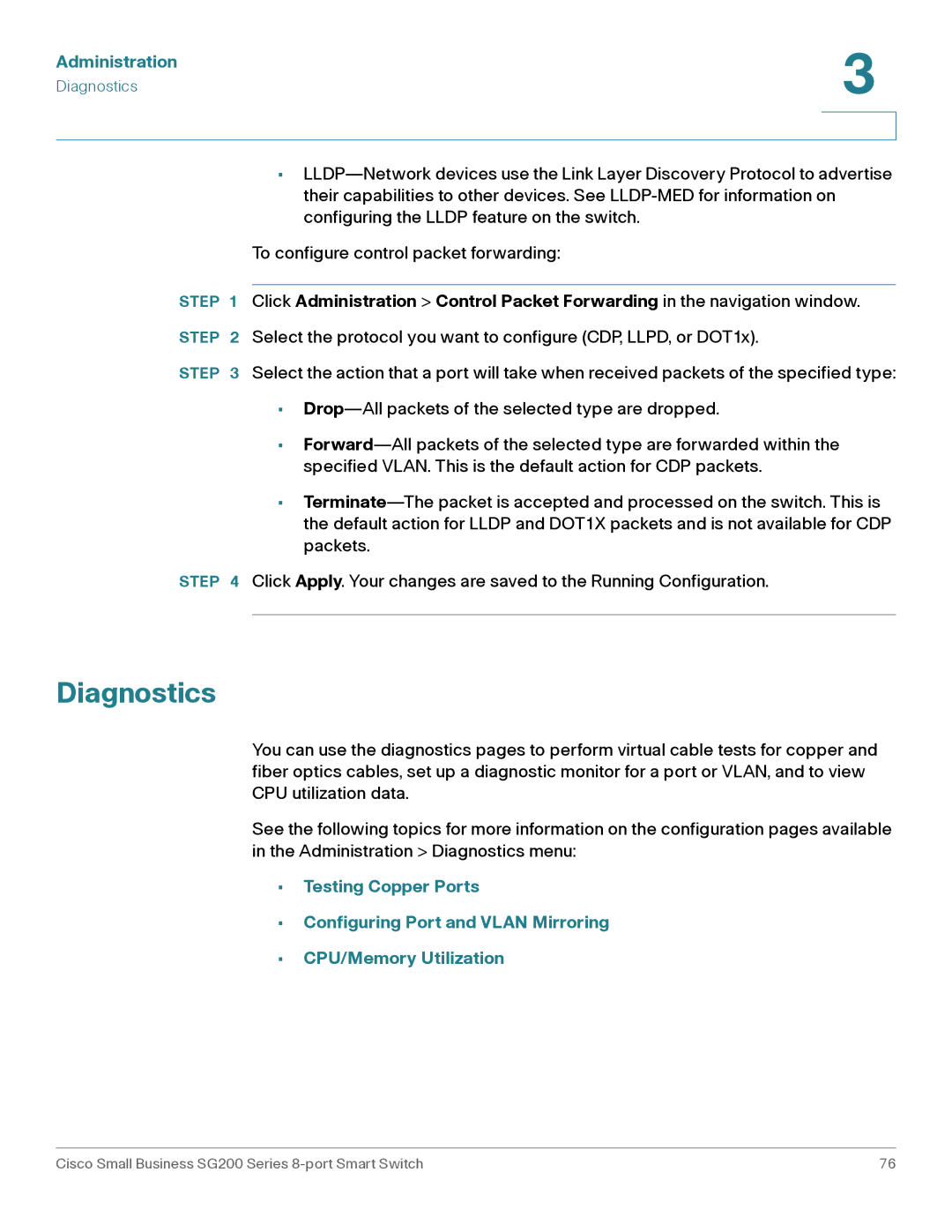 Cisco Systems SLM2008PTNA manual Diagnostics 