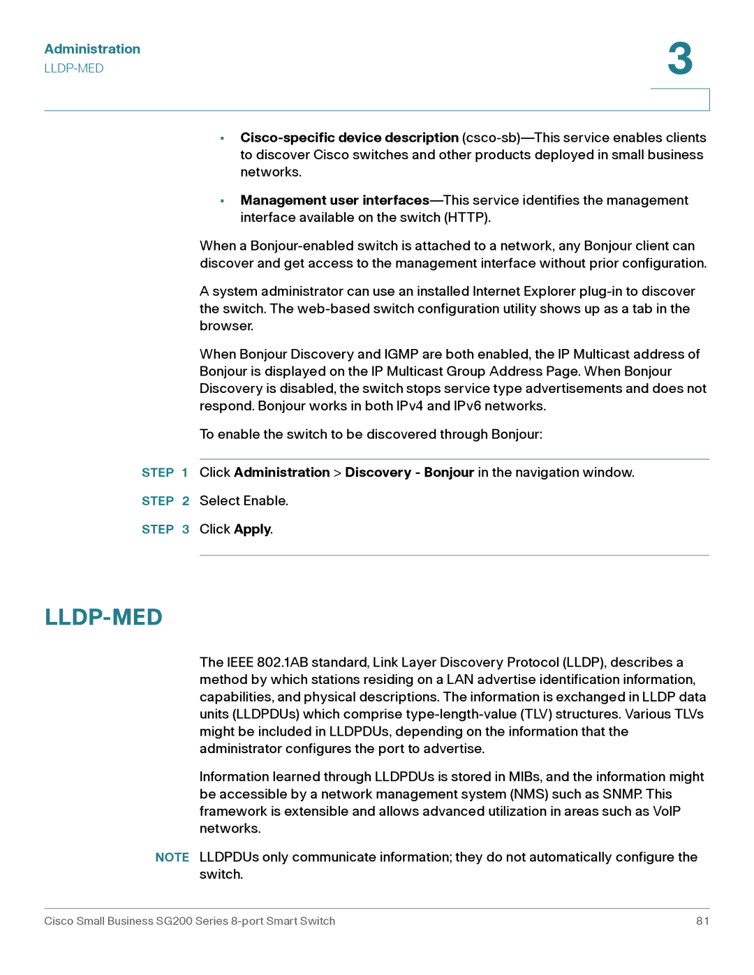 Cisco Systems SLM2008PTNA manual Lldp-Med 