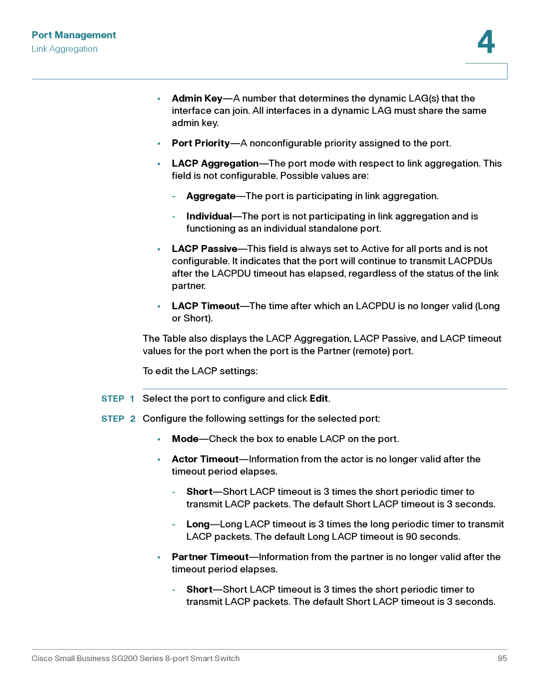 Cisco Systems SLM2008PTNA manual Port Management 