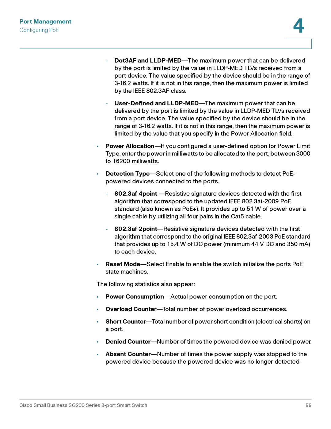 Cisco Systems SLM2008PTNA manual Port Management 