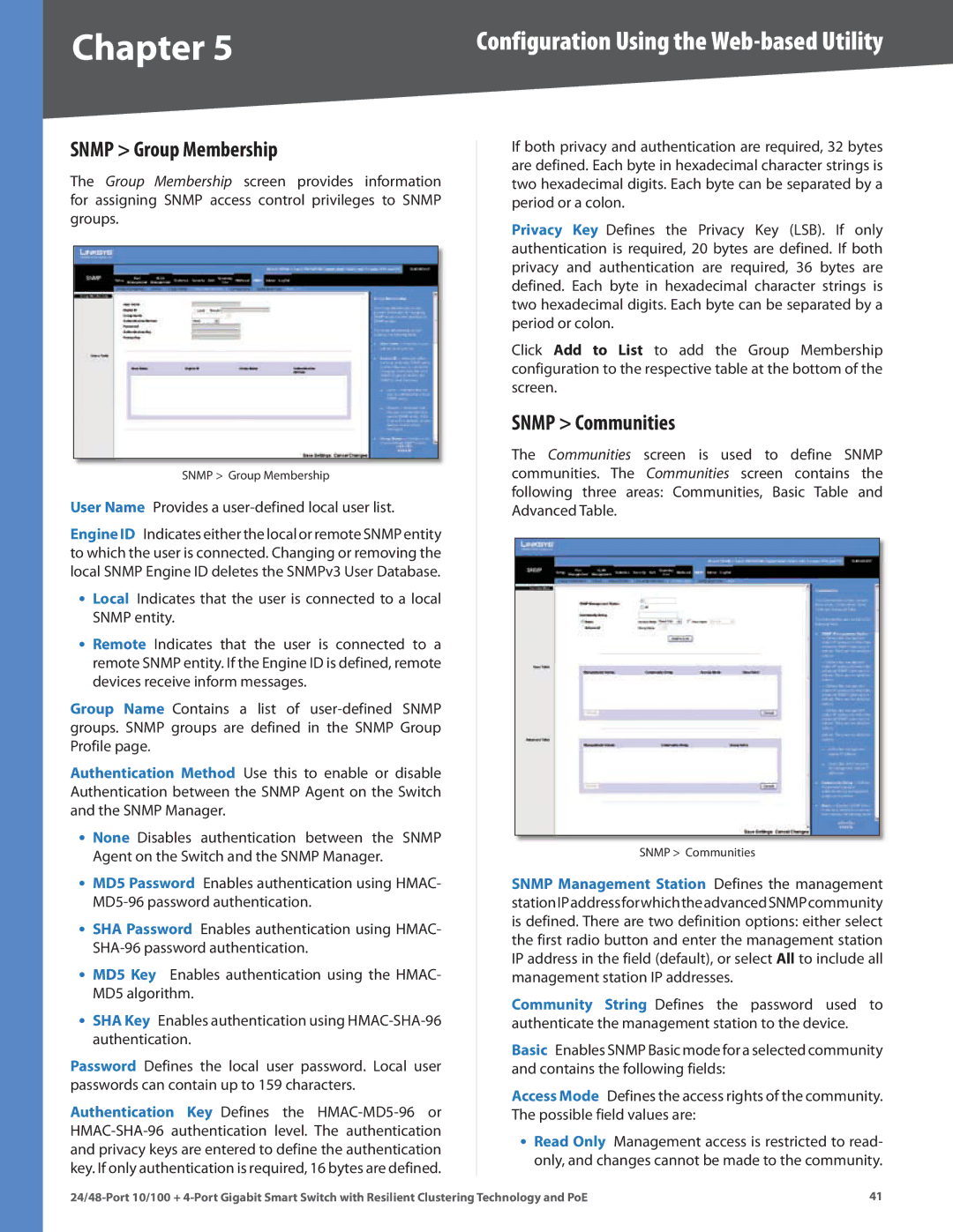 Cisco Systems SLM248G4PS manual Snmp Group Membership, Snmp Communities, User Name Provides a user-defined local user list 