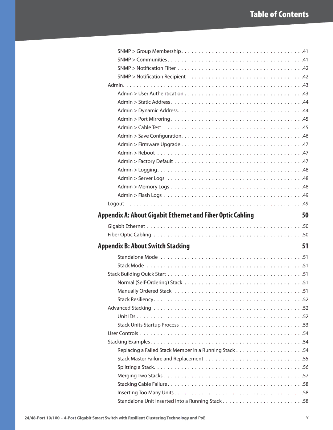 Cisco Systems SLM248G4PS, SLM224G4PS manual Appendix B About Switch Stacking, Gigabit Ethernet Fiber Optic Cabling 