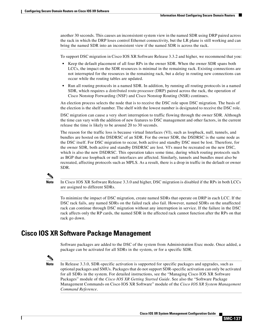 Cisco Systems SMC-127 manual Cisco IOS XR Software Package Management, SMC-137 