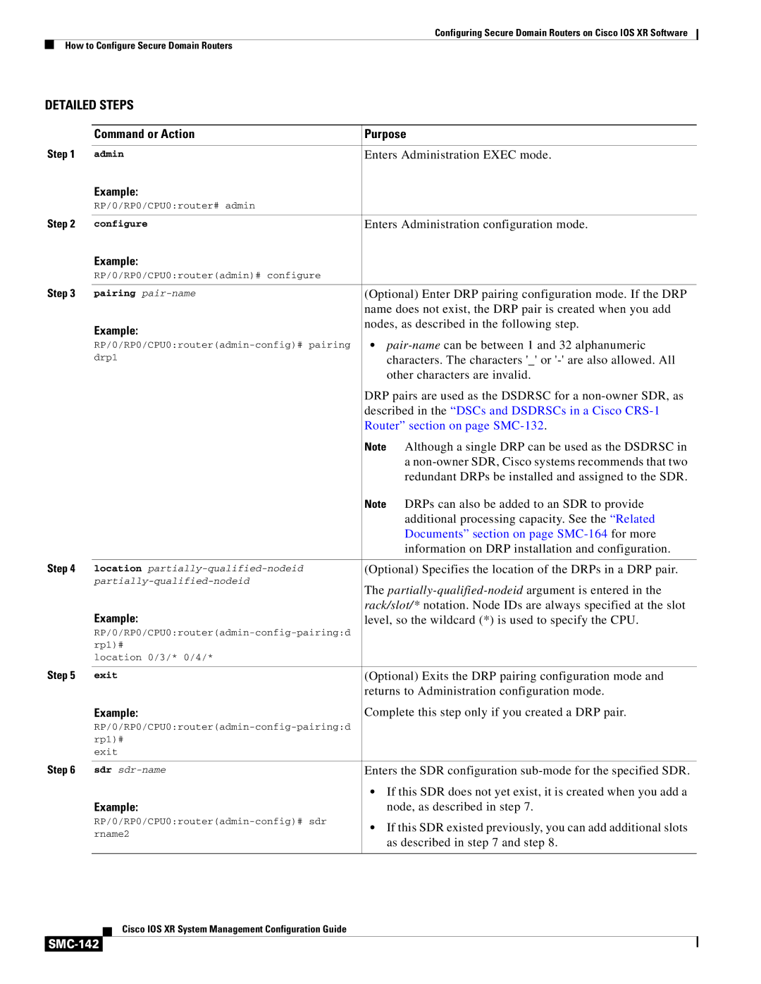 Cisco Systems SMC-127 manual Command or Action Purpose, Example, SMC-142 