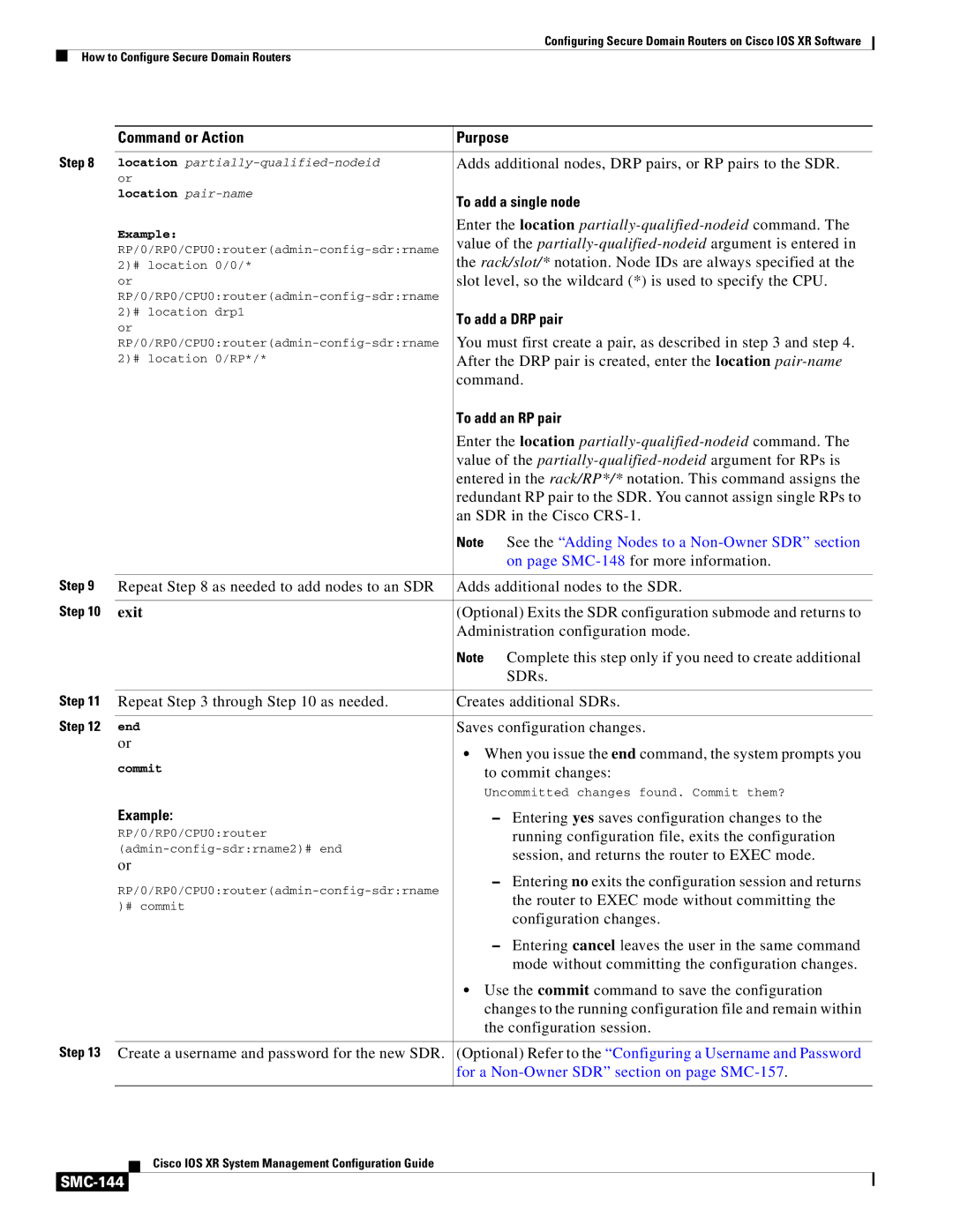 Cisco Systems SMC-127 manual To add a single node, To add a DRP pair, To add an RP pair, SMC-144 