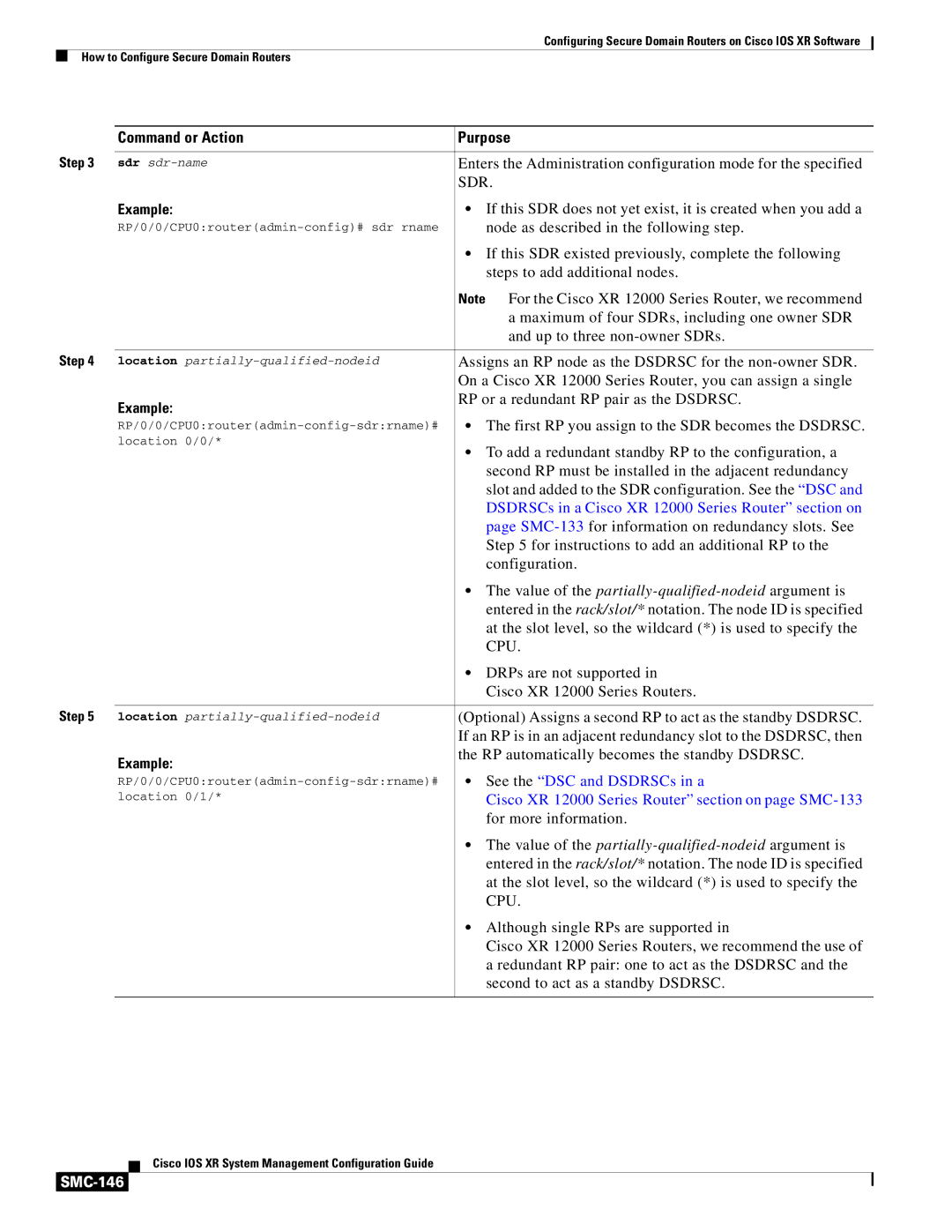 Cisco Systems SMC-127 manual DSDRSCs in a Cisco XR 12000 Series Router section on, See the DSC and DSDRSCs in a, SMC-146 